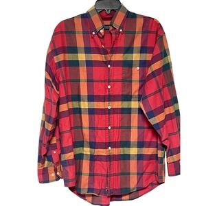 Land's End Vintage Plaid Button Down Shirt Mens Medium 15-15 1/2